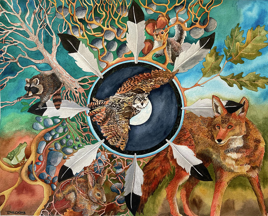 Animal Painting - Animal Medicine Wheel by Tina Heck