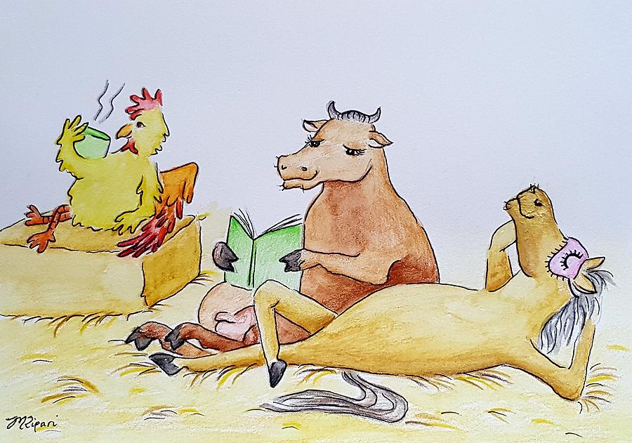 Animals Drawing - Animals After Hours by Michelle Ripari Animals Drawing - Animals After Hours by Michelle Ripari