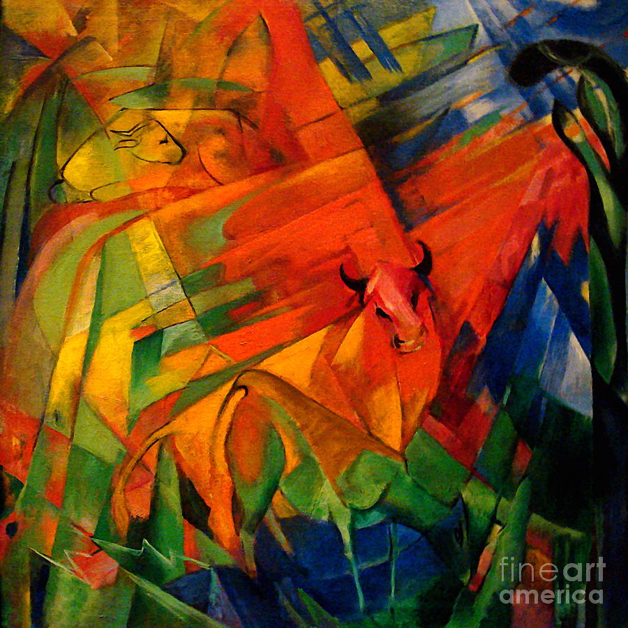Franz Marc Painting - Animals in a Landscape by Franz Marc