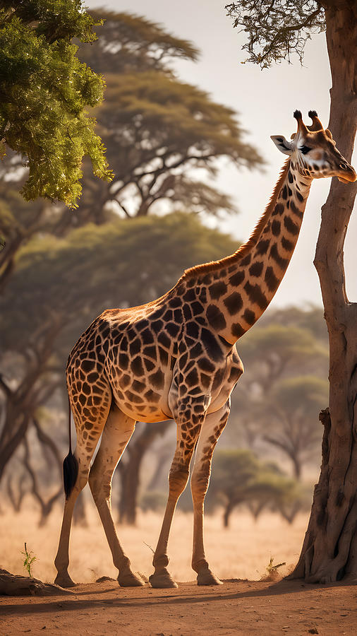 Animals of the Serengeti - giraffe Digital Art by Gina Koch