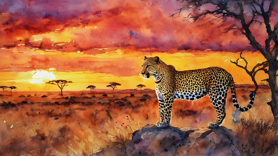 Animals of the Serengeti - leopard Digital Art by Gina Koch
