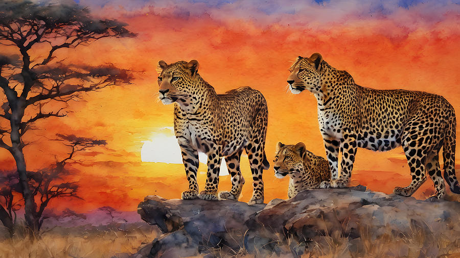 Animals of the Serengeti - leopards Digital Art by Gina Koch