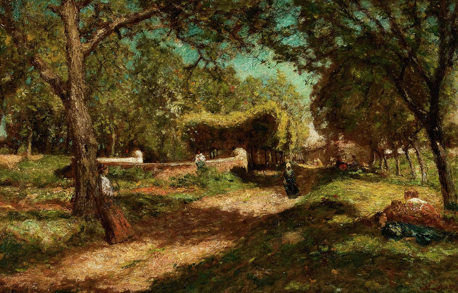 Animated Landscape of Small Characters Painting by Adolphe Monticelli