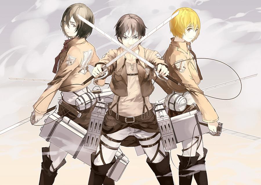 Anime Attack On Titan Eren Yeager Mikasa Ackerman Armin Arlert Digital