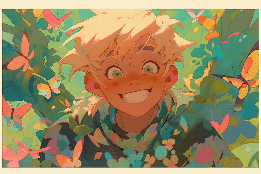 Anime Boy Butterfly Dream Digital Art by Henry Zhang - Pixels