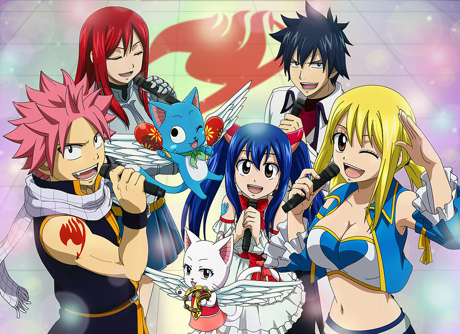 Anime Fairy Tail Natsu Dragneel Lucy Heartfilia Happy Wendy Marvell