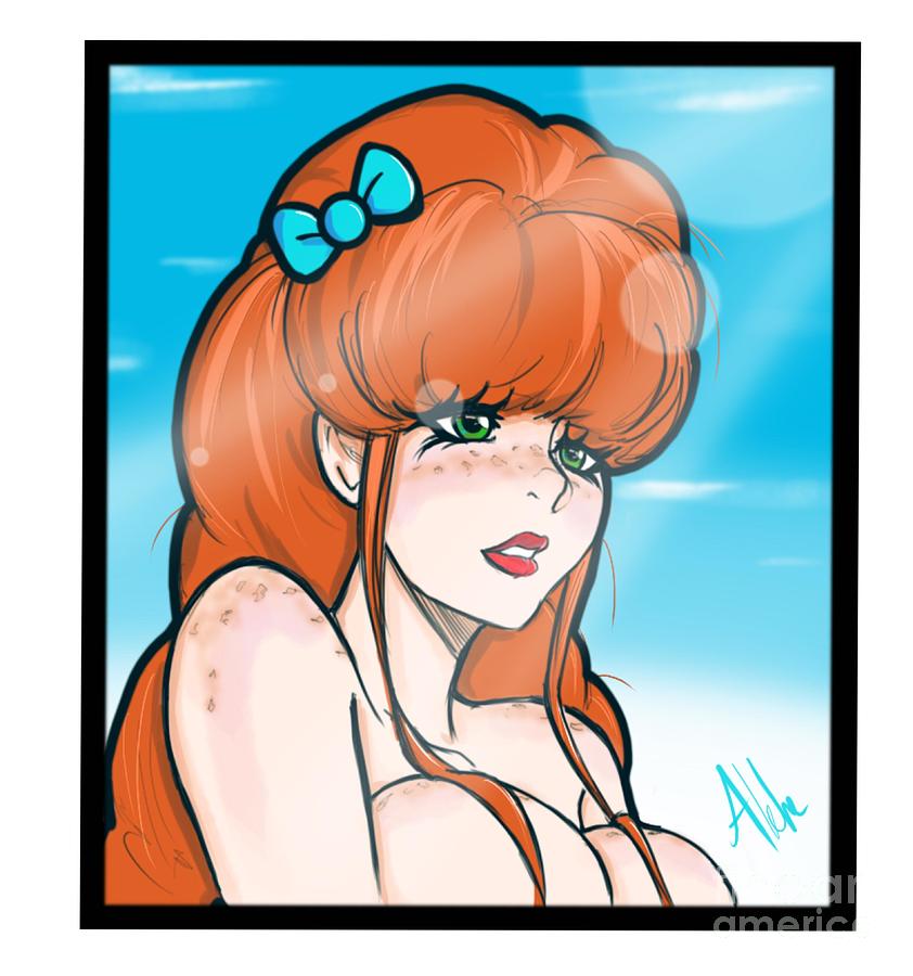 anime girl aloha redhead digital art by gino pogoy fine art america