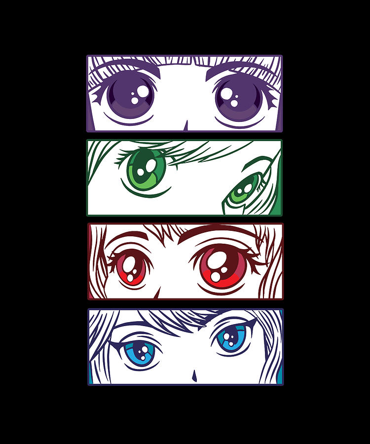 Close-up photo of detailed female anime eyes