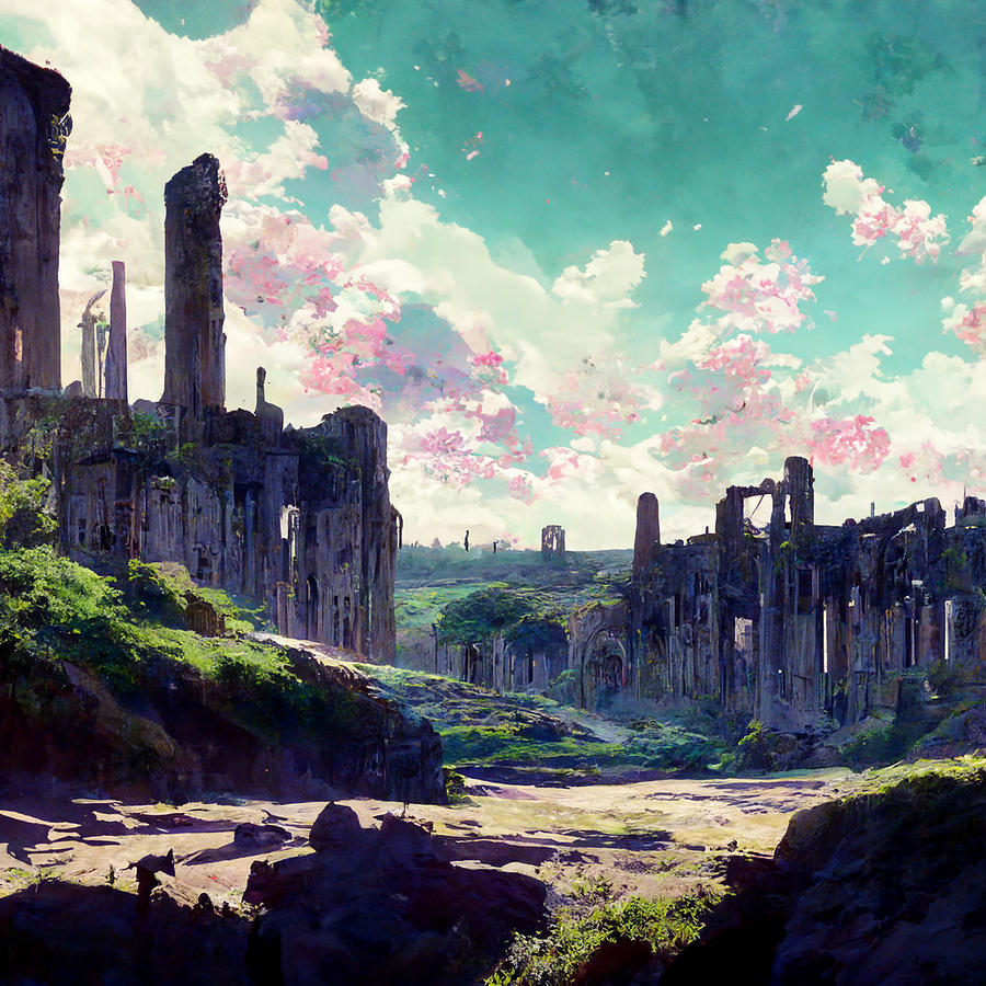 anime illustration ruins in the wilderness Kyoto Animation Fir 4edab841 ...