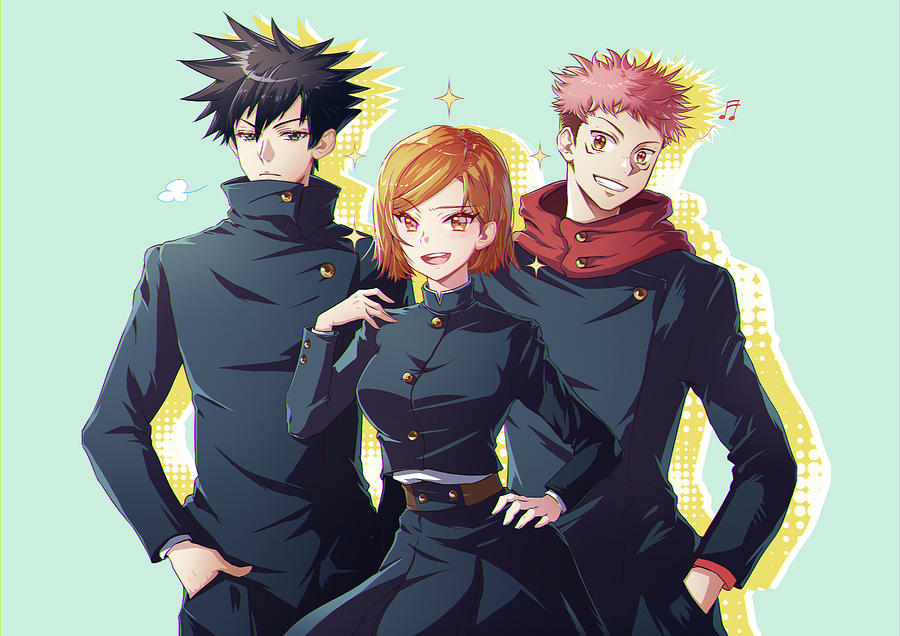 Anime Jujutsu Kaisen Yuji Itadori Megumi Fushiguro Nobara Kugisaki Pink ...