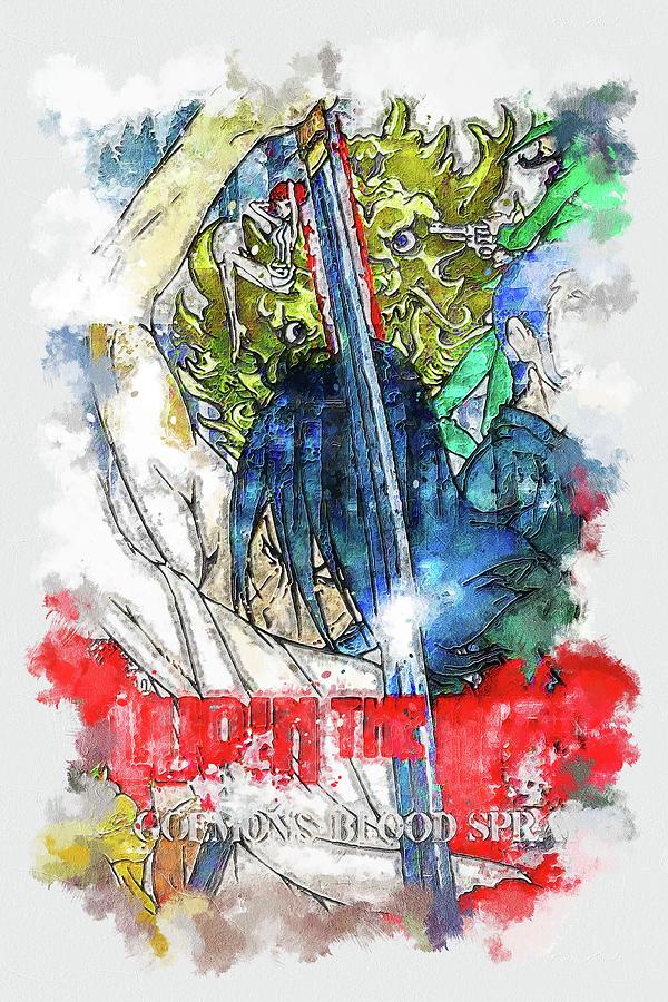 Anime Lupin The Third Goemon S Blood Spray Mixed Media By Franz Elvie ...