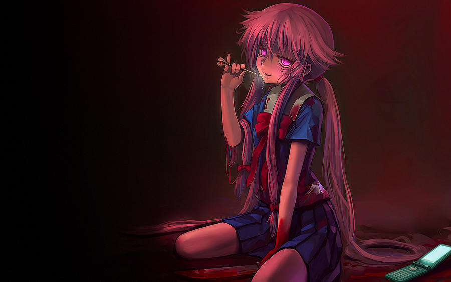 Anime Mirai Nikki Yuno Gasai Future Diary Girl Pink Hair Yandere Babe Uniform Digital Art By