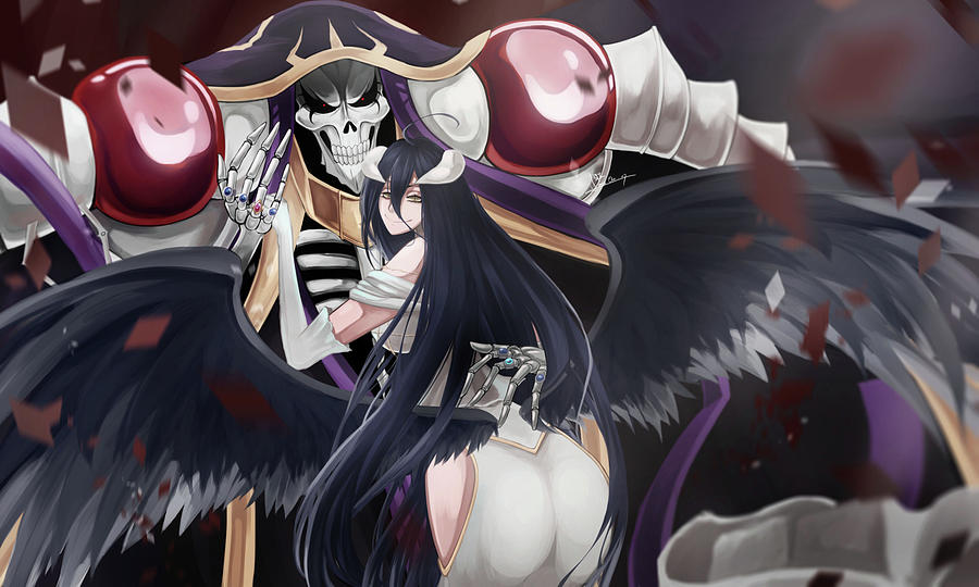 Anime Overlord Albedo Ainz Ooal Gown Digital Art by Daisy Tran