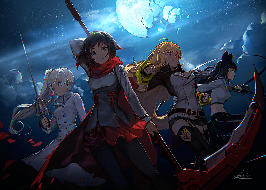 Anime Rwby Blake Belladonna Weiss Schnee Yang Xiao Long Ruby Rose Girl