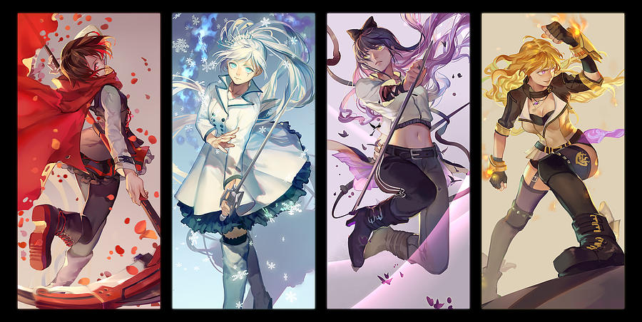 Anime Rwby Weiss Schnee Yang Xiao Long Blake Belladonna Ruby Rose