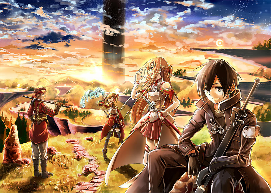 Anime Sword Art Online Sword Kirigaya Kazuto Asuna Yuuki Kirito Girl Boy Weapon Short Hair Long Hair Digital Art By Huongg Ttm