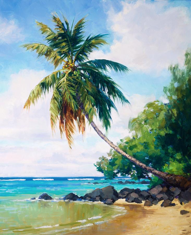 Beach Painting - Kauai Anini Palm3 by Jenifer Prince