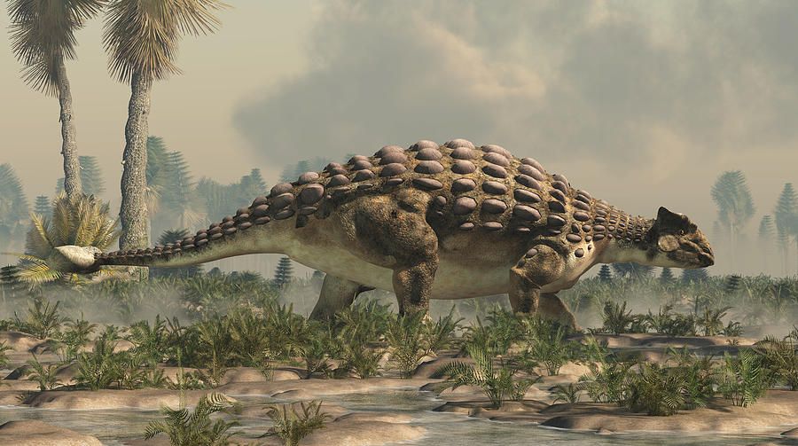 Ankylosaurus in a Cretaceous Wetland Digital Art by Daniel Eskridge