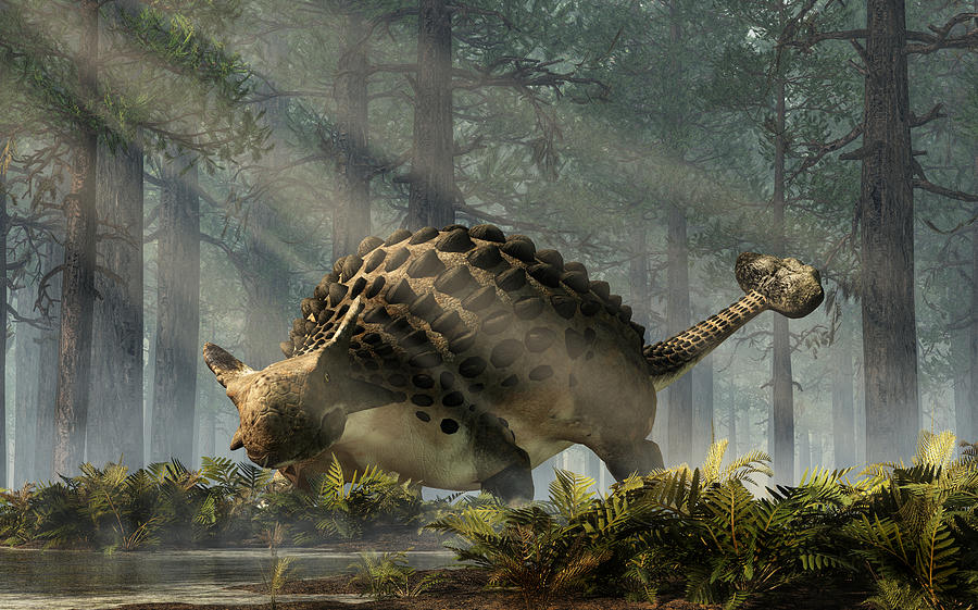 Ankylosaurus In A Forest Digital Art