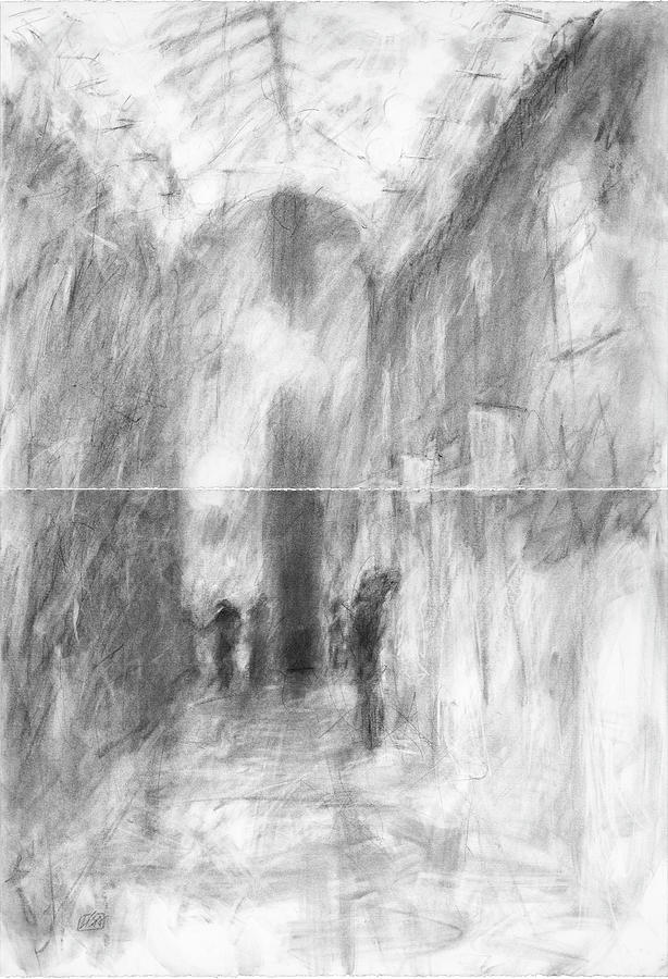 Nickels Archade Ann Arbor Diptych Drawing by Lisa Tennant