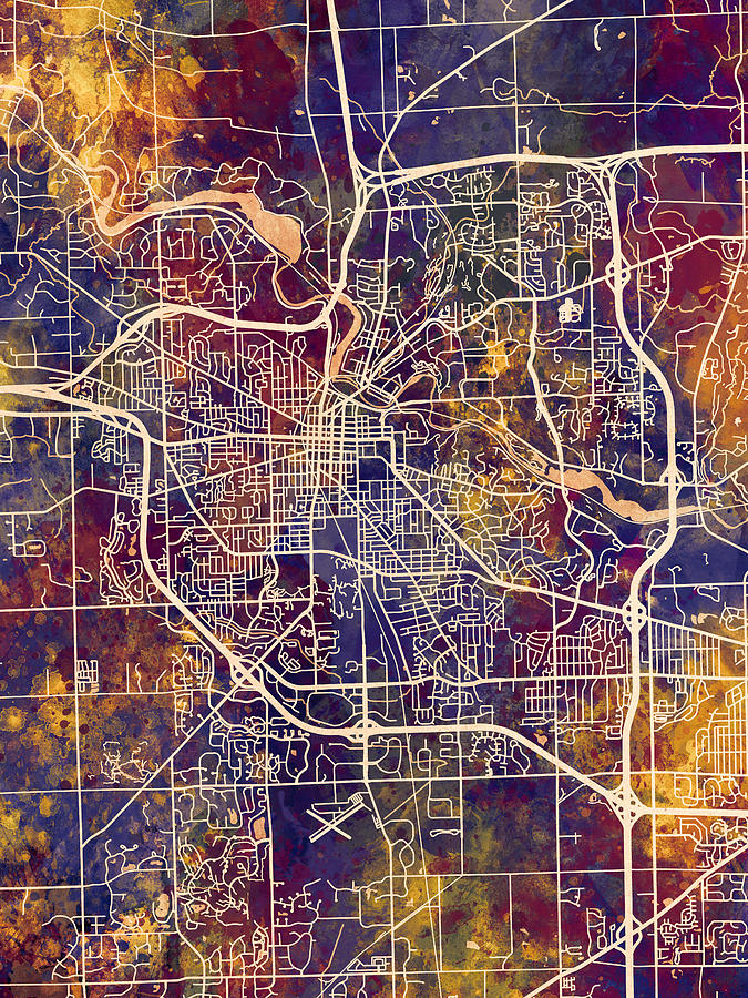 Ann Arbor Michigan City Street Map #69 Digital Art by Michael Tompsett