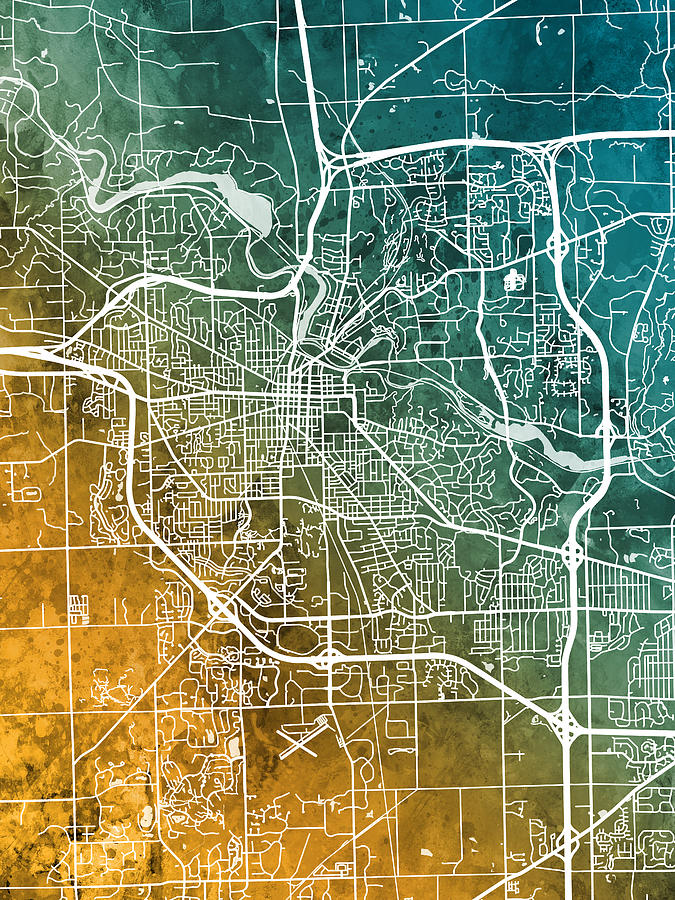 Ann Arbor Michigan City Street Map #72 Digital Art by Michael Tompsett