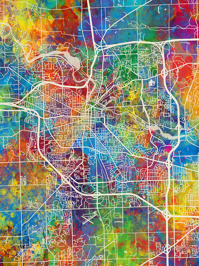 Ann Arbor Michigan City Street Map Digital Art by Michael Tompsett