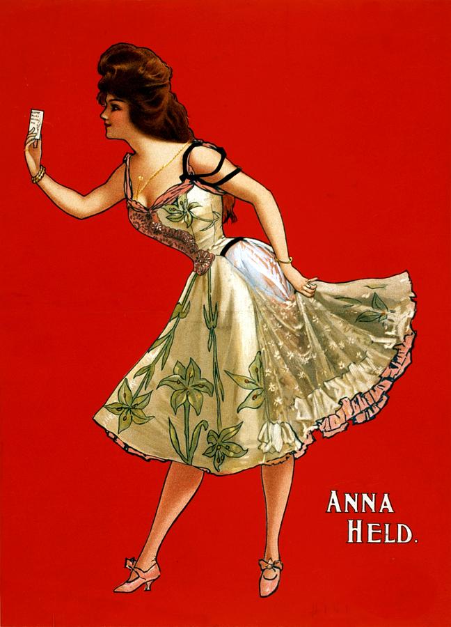 Music Digital Art - Anna Held - Vintage 1899 Vaudeville Theater Ad - Vintage Advertising Poster by Studio Grafiikka