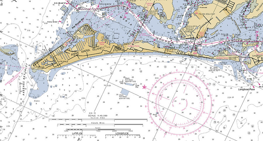 Florida Map Digital Art - Anna Maria Island Florida from NOAA Chart 11425 by Nautical Chartworks