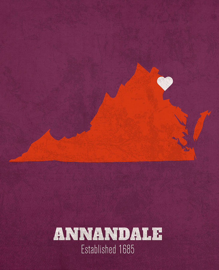 Annandale Virginia City Map Founded 1685 Virginia Tech Color Palette ...