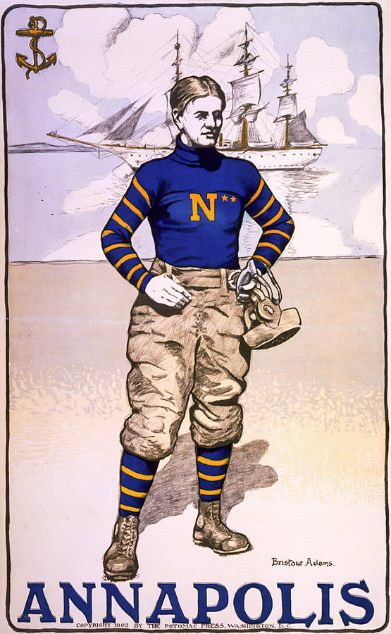 Annapolis Football Player Vintage Poster Mixed Media by Joseph S Giacalone