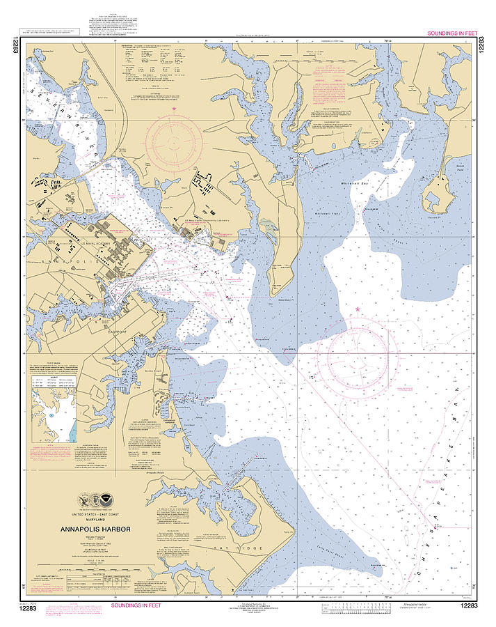 Annapolis Harbor, NOAA Chart 12283 Digital Art by Nautical Chartworks