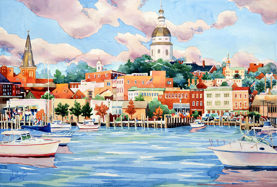 Annapolis Summer Skyline Painting by Mick Williams