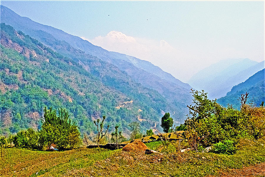 Annapurna Just Visible From Path To Mothers Village Nepal Photograph By Ruth Hager