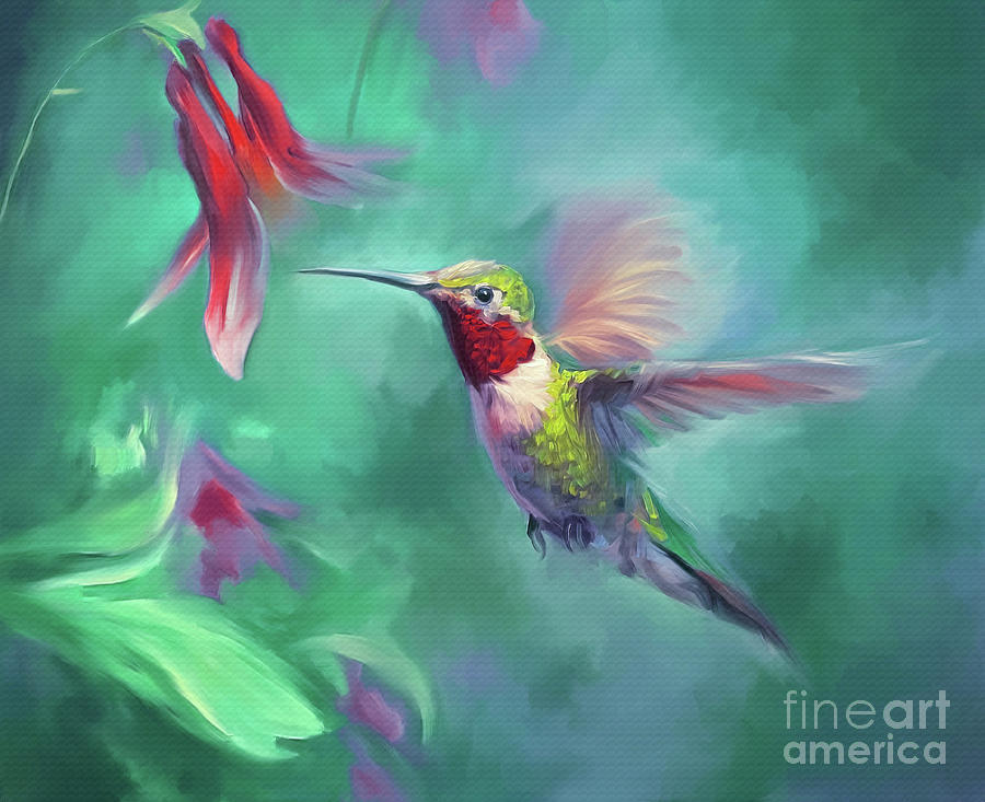 Nature Painting - Annas hummingbird art 453 by Gull G