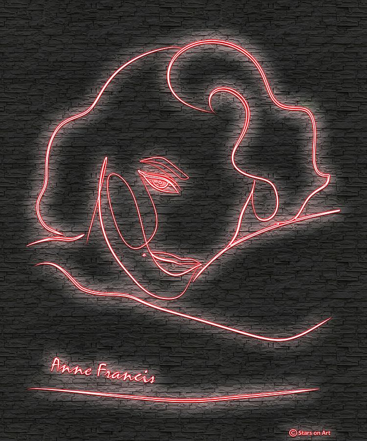 Anne Francis neon portrait - 2 Digital Art by Movie World Posters