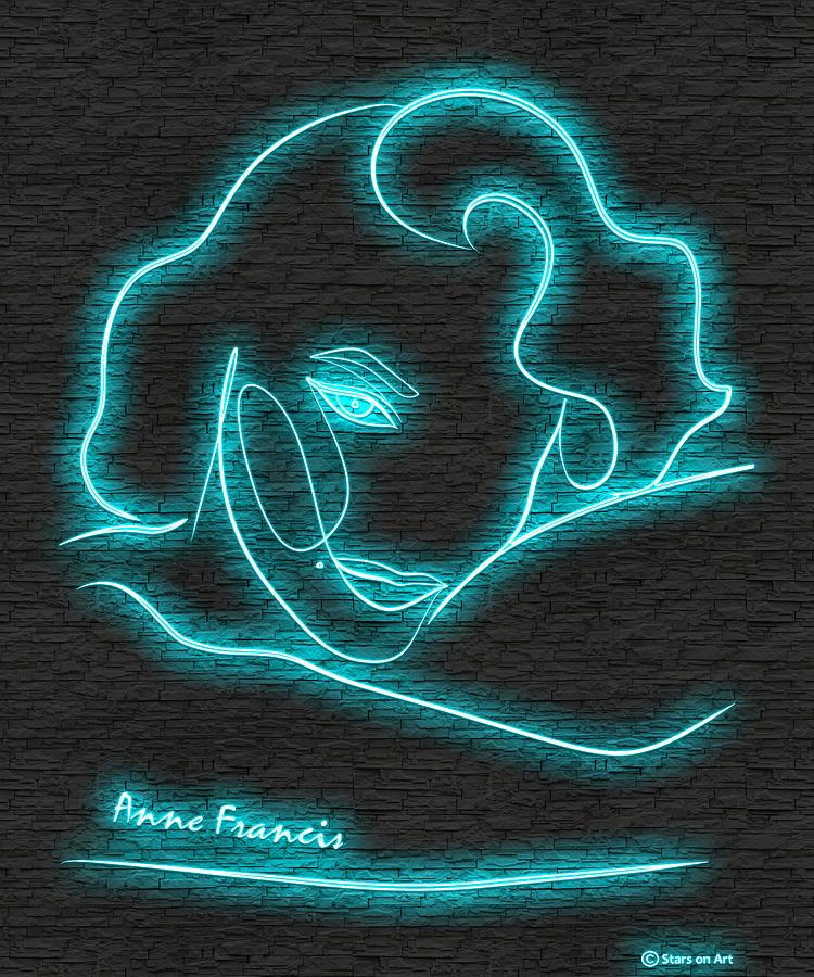 Anne Francis neon portrait Digital Art by Movie World Posters