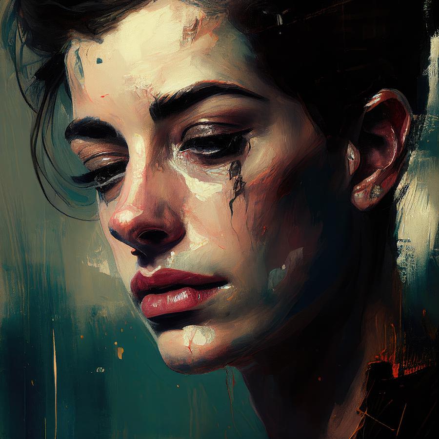 Anne Hathaway Painting - Anne Hathaway No.7 by My Head Cinema