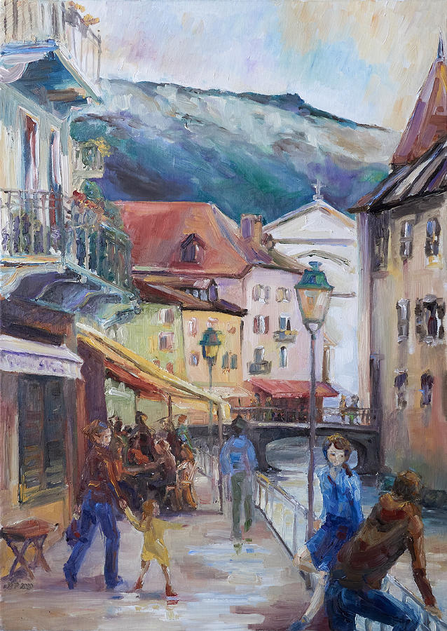 Annecy After A Shower Of Rain Painting by Barbara Pommerenke