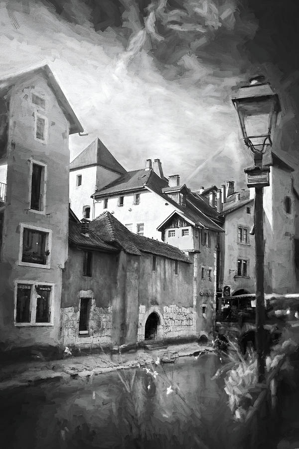 Annecy France Haute Savoie Black and White  Photograph by Carol Japp