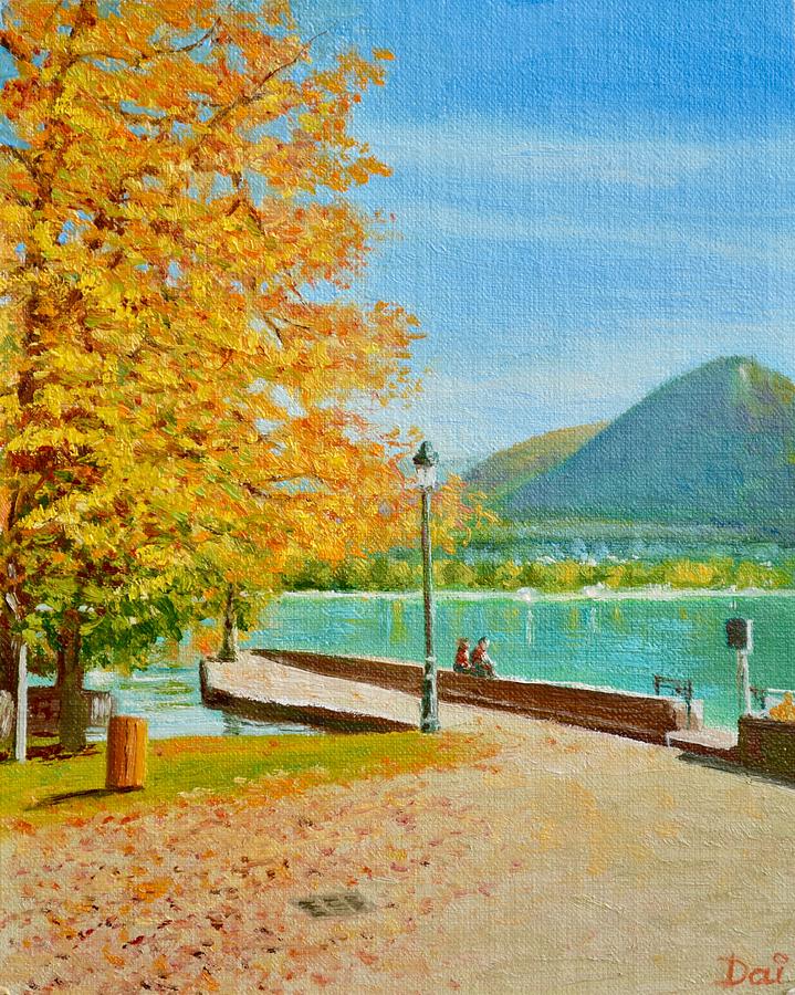 Annecy Lake in Autumn Painting by Dai Wynn