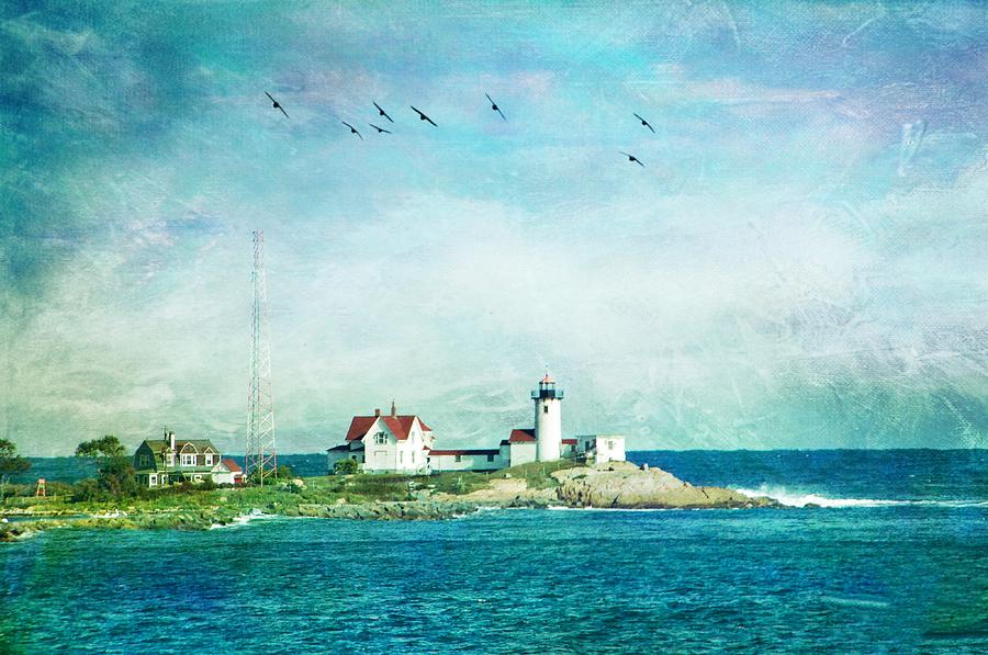 Eastern Point Light Gloucester, Ma Distressed Photograph by Caroline Stella