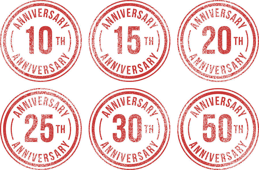 Anniversary rubber stamps Drawing by VladSt