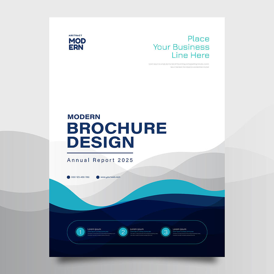 Annual report brochure flyer template, Blue cover design, business advertisement, magazine ads, catalog vector layout in A4 size Drawing by ThinkNeo