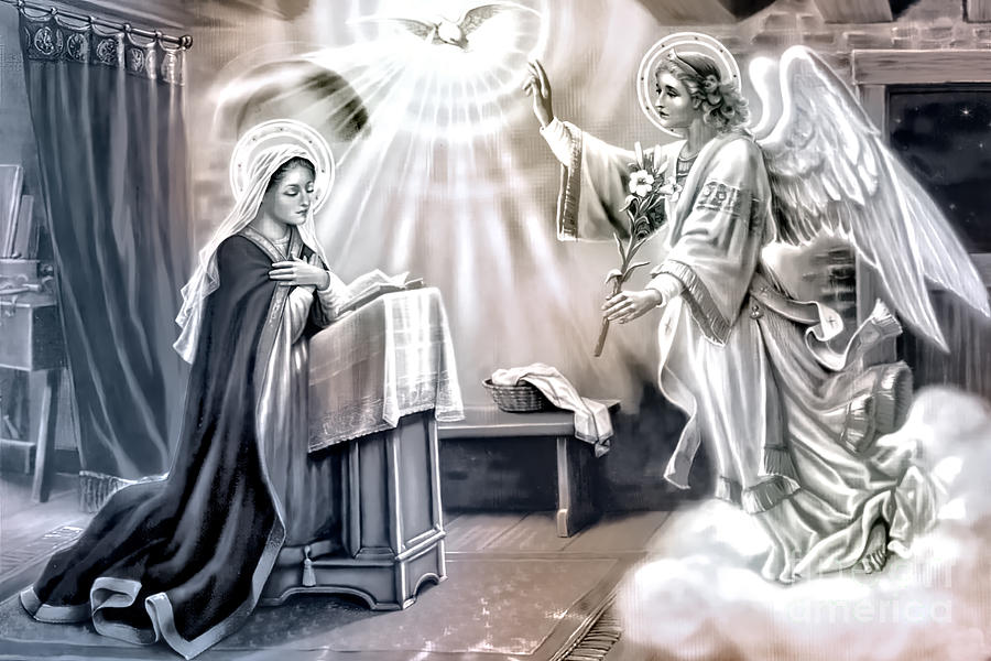 Annunciation in Black and White Photograph by Munir Alawi
