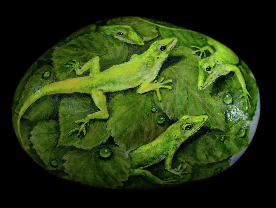 Anole Conference Painting by Nancy Lauby