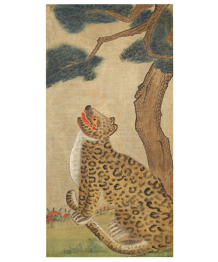 ANONYMOUS Leopard and pine tree Joseon dynasty  Painting by Artistic Rifki