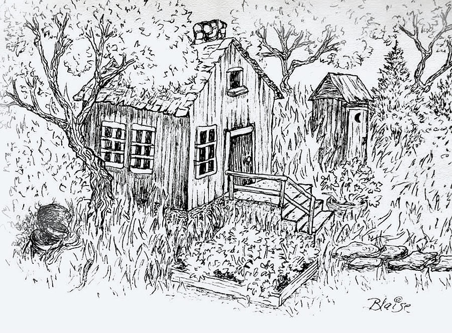 Another Humble Home Drawing by Yvonne Blasy