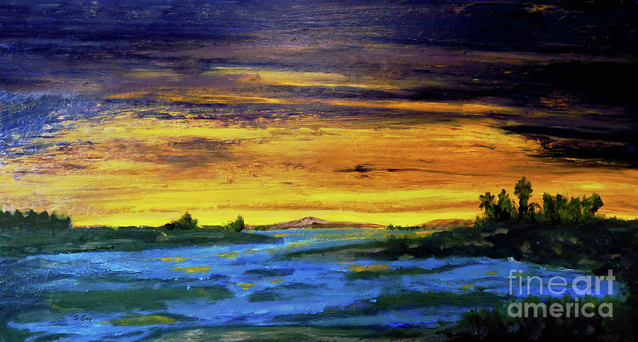 Another Wild Coastal Sunset Painting by Sharon Williams Eng