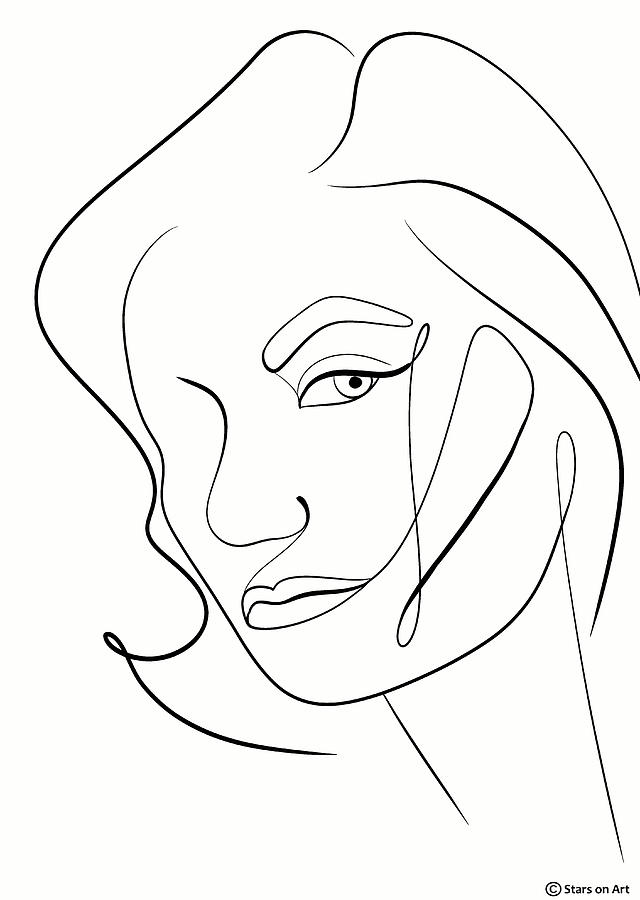 Anouk Aimee -2 minimalist portrait Drawing by Movie World Posters